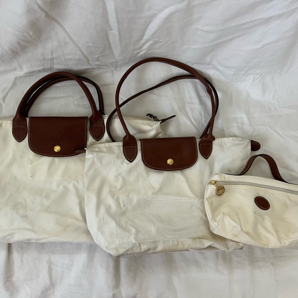 3 White Longchamp Bags